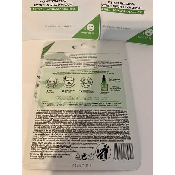 3x THE BODY SHOP Drops Of Youth Concentrate Sheet Mask NEW DOY Edelweiss Set - Picture 4 of 4